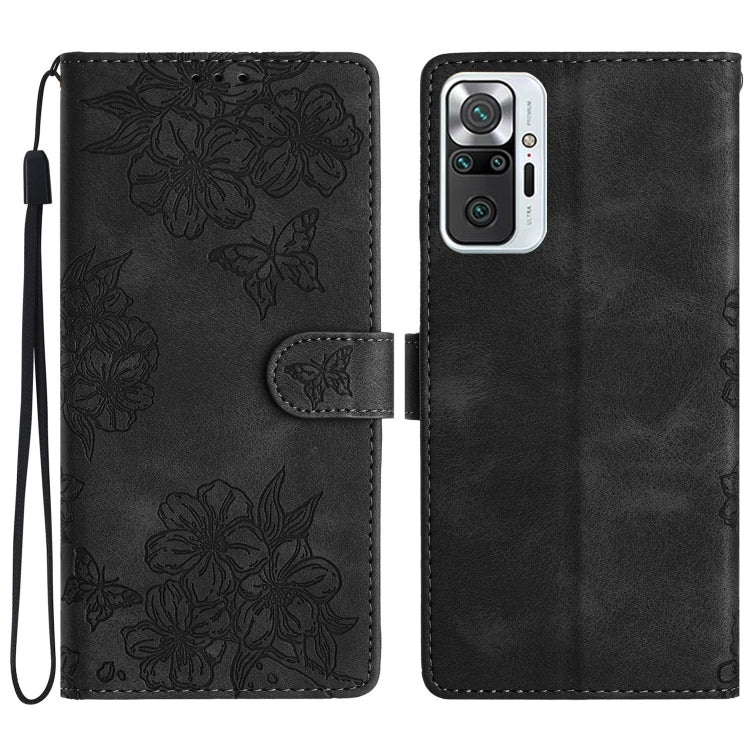 Cherry Blossom Butterfly Skin Feel Embossed PU Phone Case, For Xiaomi Redmi 10, For Xiaomi Redmi Note 10 5G, For Xiaomi Redmi Note 10S, For Xiaomi Redmi Note 10 Pro Max, For Xiaomi Redmi Note 10 Pro, For Xiaomi Redmi Note 10 4G                         ...