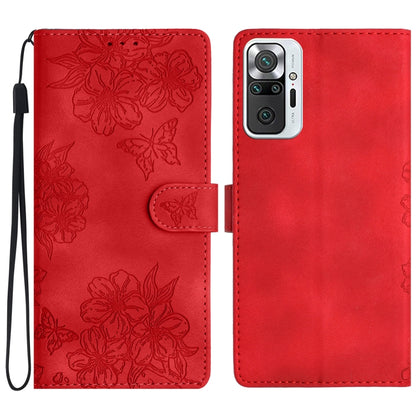 Cherry Blossom Butterfly Skin Feel Embossed PU Phone Case, For Xiaomi Redmi 10, For Xiaomi Redmi Note 10 5G, For Xiaomi Redmi Note 10S, For Xiaomi Redmi Note 10 Pro Max, For Xiaomi Redmi Note 10 Pro, For Xiaomi Redmi Note 10 4G                         ...
