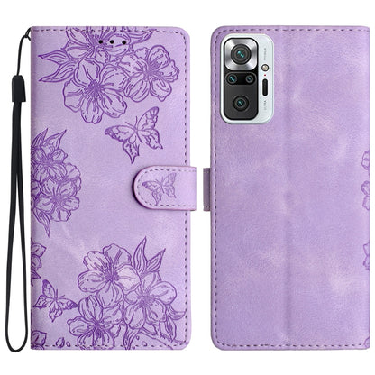 Cherry Blossom Butterfly Skin Feel Embossed PU Phone Case, For Xiaomi Redmi 10, For Xiaomi Redmi Note 10 5G, For Xiaomi Redmi Note 10S, For Xiaomi Redmi Note 10 Pro Max, For Xiaomi Redmi Note 10 Pro, For Xiaomi Redmi Note 10 4G                         ...