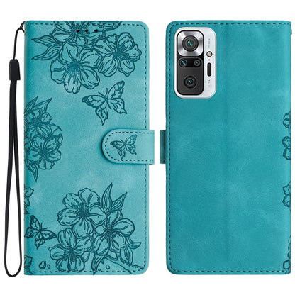 Cherry Blossom Butterfly Skin Feel Embossed PU Phone Case, For Xiaomi Redmi 10, For Xiaomi Redmi Note 10 5G, For Xiaomi Redmi Note 10S, For Xiaomi Redmi Note 10 Pro Max, For Xiaomi Redmi Note 10 Pro, For Xiaomi Redmi Note 10 4G                         ...