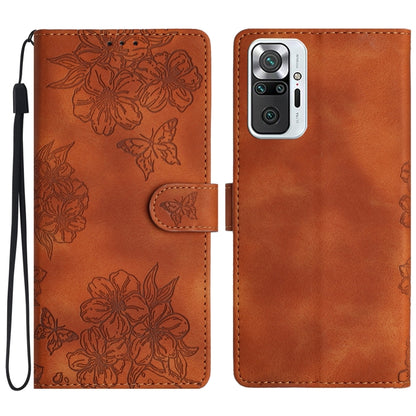 Cherry Blossom Butterfly Skin Feel Embossed PU Phone Case, For Xiaomi Redmi 10, For Xiaomi Redmi Note 10 5G, For Xiaomi Redmi Note 10S, For Xiaomi Redmi Note 10 Pro Max, For Xiaomi Redmi Note 10 Pro, For Xiaomi Redmi Note 10 4G                         ...