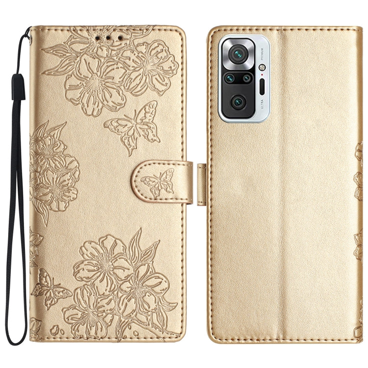 Cherry Blossom Butterfly Skin Feel Embossed PU Phone Case, For Xiaomi Redmi 10, For Xiaomi Redmi Note 10 5G, For Xiaomi Redmi Note 10S, For Xiaomi Redmi Note 10 Pro Max, For Xiaomi Redmi Note 10 Pro, For Xiaomi Redmi Note 10 4G                         ...
