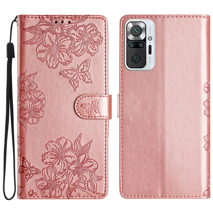 Cherry Blossom Butterfly Skin Feel Embossed PU Phone Case, For Xiaomi Redmi 10, For Xiaomi Redmi Note 10 5G, For Xiaomi Redmi Note 10S, For Xiaomi Redmi Note 10 Pro Max, For Xiaomi Redmi Note 10 Pro, For Xiaomi Redmi Note 10 4G                         ...