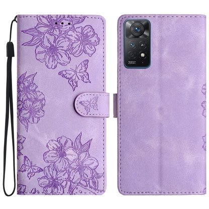 Cherry Blossom Butterfly Skin Feel Embossed PU Phone Case, For Xiaomi Redmi 13C 4G Global, For Xiaomi Redmi 12, For Xiaomi Redmi Note 12S, For Xiaomi Redmi Note 12 Global, For Xiaomi Redmi Note 12 Pro Global, For Xiaomi Redmi A1                        ...