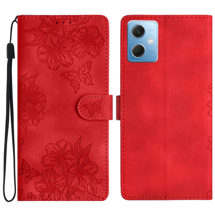 Cherry Blossom Butterfly Skin Feel Embossed PU Phone Case, For Xiaomi Redmi 13C 4G Global, For Xiaomi Redmi 12, For Xiaomi Redmi Note 12S, For Xiaomi Redmi Note 12 Global, For Xiaomi Redmi Note 12 Pro Global, For Xiaomi Redmi A1                        ...