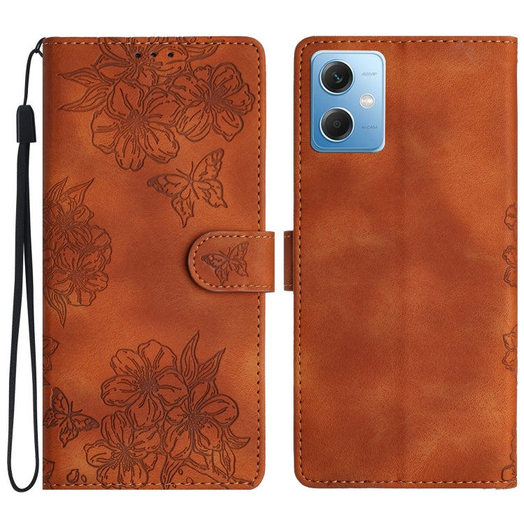 Cherry Blossom Butterfly Skin Feel Embossed PU Phone Case, For Xiaomi Redmi 13C 4G Global, For Xiaomi Redmi 12, For Xiaomi Redmi Note 12S, For Xiaomi Redmi Note 12 Global, For Xiaomi Redmi Note 12 Pro Global, For Xiaomi Redmi A1                        ...