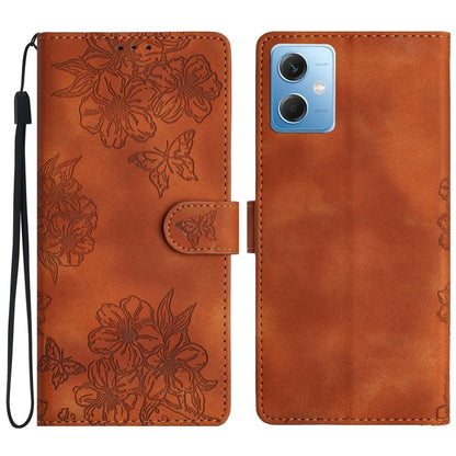Cherry Blossom Butterfly Skin Feel Embossed PU Phone Case, For Xiaomi Redmi 13C 4G Global, For Xiaomi Redmi 12, For Xiaomi Redmi Note 12S, For Xiaomi Redmi Note 12 Global, For Xiaomi Redmi Note 12 Pro Global, For Xiaomi Redmi A1                        ...