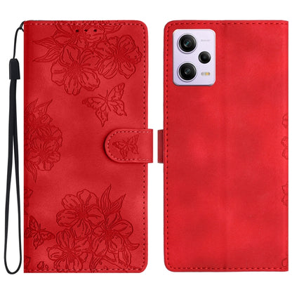 Cherry Blossom Butterfly Skin Feel Embossed PU Phone Case, For Xiaomi Redmi 13C 4G Global, For Xiaomi Redmi 12, For Xiaomi Redmi Note 12S, For Xiaomi Redmi Note 12 Global, For Xiaomi Redmi Note 12 Pro Global, For Xiaomi Redmi A1                        ...