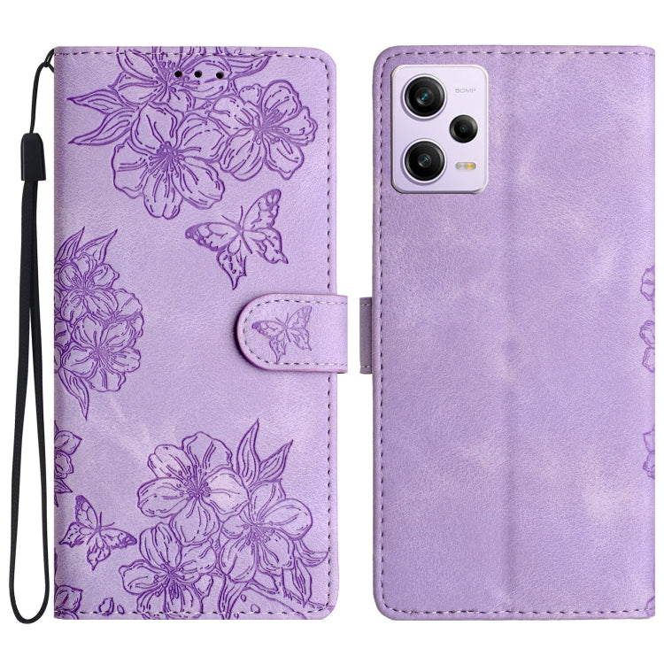 Cherry Blossom Butterfly Skin Feel Embossed PU Phone Case, For Xiaomi Redmi 13C 4G Global, For Xiaomi Redmi 12, For Xiaomi Redmi Note 12S, For Xiaomi Redmi Note 12 Global, For Xiaomi Redmi Note 12 Pro Global, For Xiaomi Redmi A1                        ...