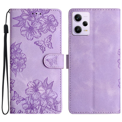 Cherry Blossom Butterfly Skin Feel Embossed PU Phone Case, For Xiaomi Redmi 13C 4G Global, For Xiaomi Redmi 12, For Xiaomi Redmi Note 12S, For Xiaomi Redmi Note 12 Global, For Xiaomi Redmi Note 12 Pro Global, For Xiaomi Redmi A1                        ...