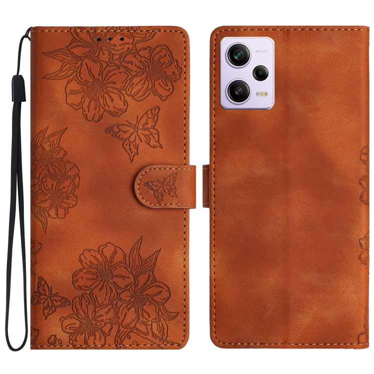Cherry Blossom Butterfly Skin Feel Embossed PU Phone Case, For Xiaomi Redmi 13C 4G Global, For Xiaomi Redmi 12, For Xiaomi Redmi Note 12S, For Xiaomi Redmi Note 12 Global, For Xiaomi Redmi Note 12 Pro Global, For Xiaomi Redmi A1                        ...