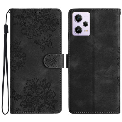 Cherry Blossom Butterfly Skin Feel Embossed PU Phone Case, For Xiaomi Redmi 13C 4G Global, For Xiaomi Redmi 12, For Xiaomi Redmi Note 12S, For Xiaomi Redmi Note 12 Global, For Xiaomi Redmi Note 12 Pro Global, For Xiaomi Redmi A1                        ...