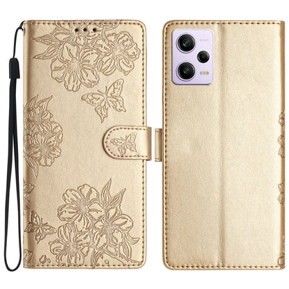 Cherry Blossom Butterfly Skin Feel Embossed PU Phone Case, For Xiaomi Redmi 13C 4G Global, For Xiaomi Redmi 12, For Xiaomi Redmi Note 12S, For Xiaomi Redmi Note 12 Global, For Xiaomi Redmi Note 12 Pro Global, For Xiaomi Redmi A1                        ...