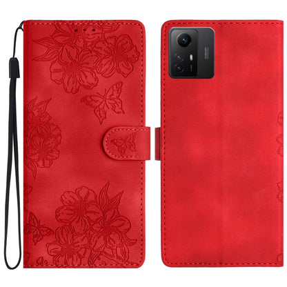 Cherry Blossom Butterfly Skin Feel Embossed PU Phone Case, For Xiaomi Redmi 13C 4G Global, For Xiaomi Redmi 12, For Xiaomi Redmi Note 12S, For Xiaomi Redmi Note 12 Global, For Xiaomi Redmi Note 12 Pro Global, For Xiaomi Redmi A1                        ...