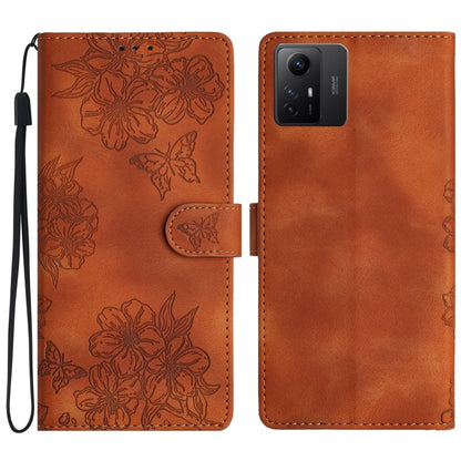 Cherry Blossom Butterfly Skin Feel Embossed PU Phone Case, For Xiaomi Redmi 13C 4G Global, For Xiaomi Redmi 12, For Xiaomi Redmi Note 12S, For Xiaomi Redmi Note 12 Global, For Xiaomi Redmi Note 12 Pro Global, For Xiaomi Redmi A1                        ...