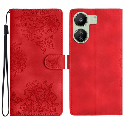 Cherry Blossom Butterfly Skin Feel Embossed PU Phone Case, For Xiaomi Redmi 13C 4G Global, For Xiaomi Redmi 12, For Xiaomi Redmi Note 12S, For Xiaomi Redmi Note 12 Global, For Xiaomi Redmi Note 12 Pro Global, For Xiaomi Redmi A1                        ...
