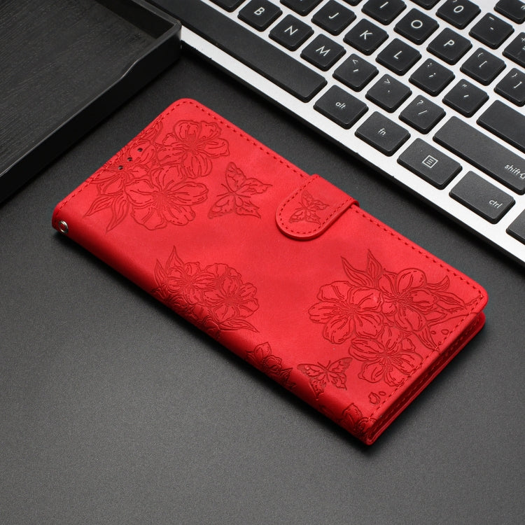 Cherry Blossom Butterfly Skin Feel Embossed PU Phone Case, For Xiaomi Redmi 13C 4G Global, For Xiaomi Redmi 12, For Xiaomi Redmi Note 12S, For Xiaomi Redmi Note 12 Global, For Xiaomi Redmi Note 12 Pro Global, For Xiaomi Redmi A1                        ...