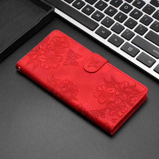 Cherry Blossom Butterfly Skin Feel Embossed PU Phone Case, For Xiaomi Redmi 13C 4G Global, For Xiaomi Redmi 12, For Xiaomi Redmi Note 12S, For Xiaomi Redmi Note 12 Global, For Xiaomi Redmi Note 12 Pro Global, For Xiaomi Redmi A1                        ...