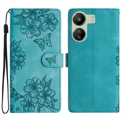 Cherry Blossom Butterfly Skin Feel Embossed PU Phone Case, For Xiaomi Redmi 13C 4G Global, For Xiaomi Redmi 12, For Xiaomi Redmi Note 12S, For Xiaomi Redmi Note 12 Global, For Xiaomi Redmi Note 12 Pro Global, For Xiaomi Redmi A1                        ...