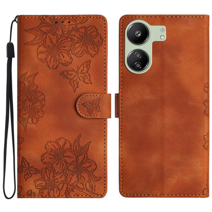 Cherry Blossom Butterfly Skin Feel Embossed PU Phone Case, For Xiaomi Redmi 13C 4G Global, For Xiaomi Redmi 12, For Xiaomi Redmi Note 12S, For Xiaomi Redmi Note 12 Global, For Xiaomi Redmi Note 12 Pro Global, For Xiaomi Redmi A1                        ...