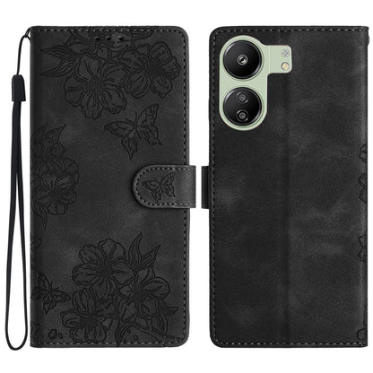 Cherry Blossom Butterfly Skin Feel Embossed PU Phone Case, For Xiaomi Redmi 13C 4G Global, For Xiaomi Redmi 12, For Xiaomi Redmi Note 12S, For Xiaomi Redmi Note 12 Global, For Xiaomi Redmi Note 12 Pro Global, For Xiaomi Redmi A1                        ...