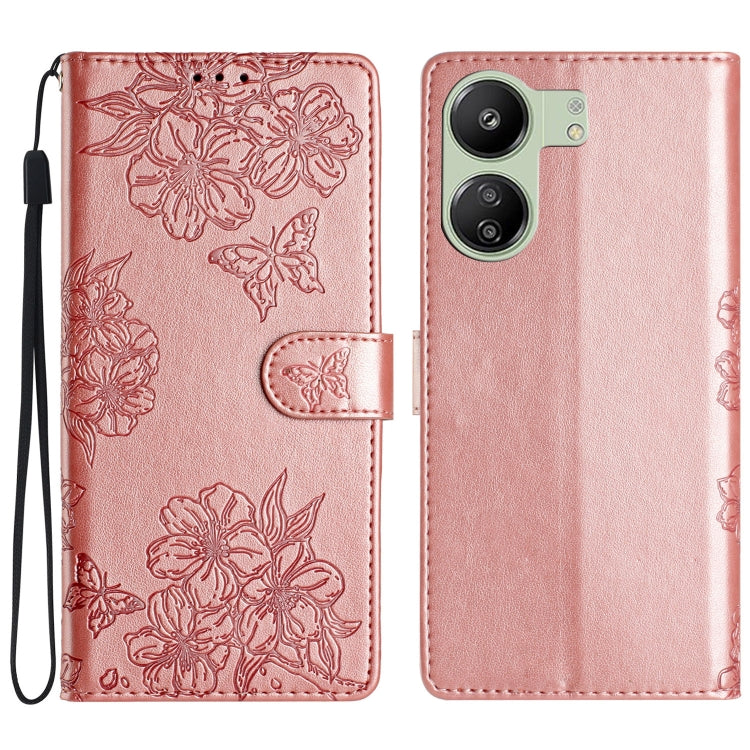 Cherry Blossom Butterfly Skin Feel Embossed PU Phone Case, For Xiaomi Redmi 13C 4G Global, For Xiaomi Redmi 12, For Xiaomi Redmi Note 12S, For Xiaomi Redmi Note 12 Global, For Xiaomi Redmi Note 12 Pro Global, For Xiaomi Redmi A1                        ...
