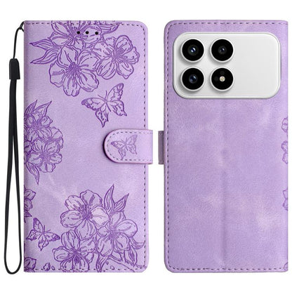 Cherry Blossom Butterfly Skin Feel Embossed PU Phone Case, For Redmi K90 Pro Max/Poco F8 Ultra, For Redmi K90/Poco F8 Pro, For Redmi 15C 5G/4G EU 173mm/Poco C85 5G, For Redmi 15 5G / 4G EU 171mm, For Redmi 15C 5G/4G Global 171mm/Poco C85 4G            ...