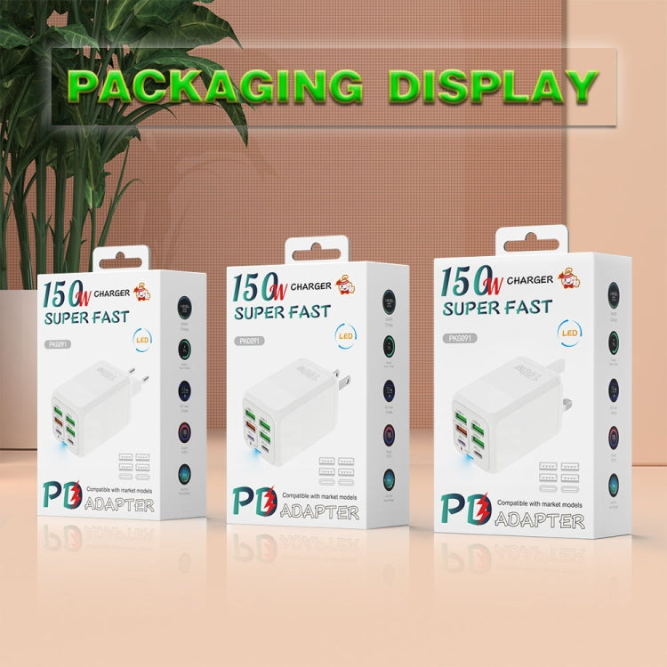 150W 4 x USB + 2 x USB-C / Type-C Multi-port Fast Charger, EU Plug, US Plug, UK Plug