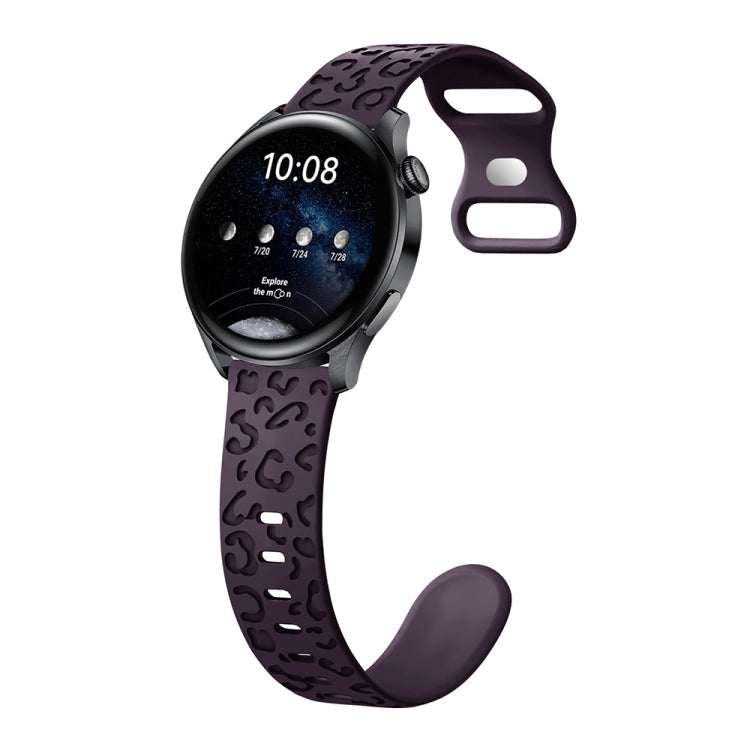 Concave Leopard Print Butterfly 8-shaped Buckle Silicone Watch Band, 20mm, 22mm