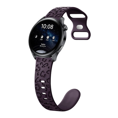 Concave Leopard Print Butterfly 8-shaped Buckle Silicone Watch Band, 20mm, 22mm