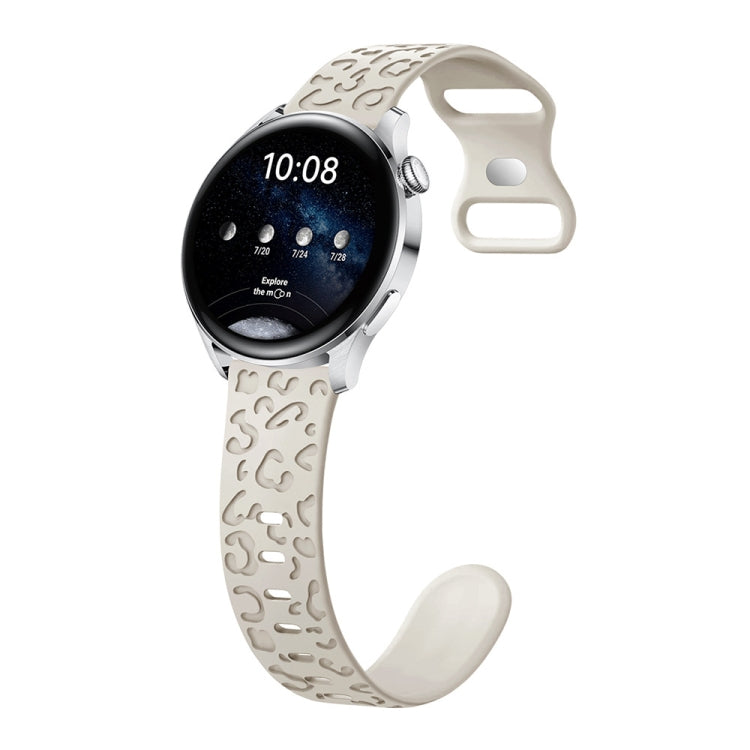 Concave Leopard Print Butterfly 8-shaped Buckle Silicone Watch Band, 20mm, 22mm