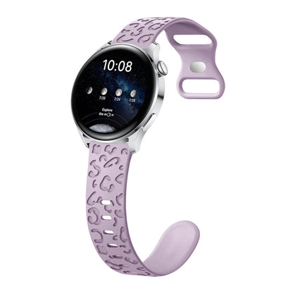 Concave Leopard Print Butterfly 8-shaped Buckle Silicone Watch Band, 20mm, 22mm