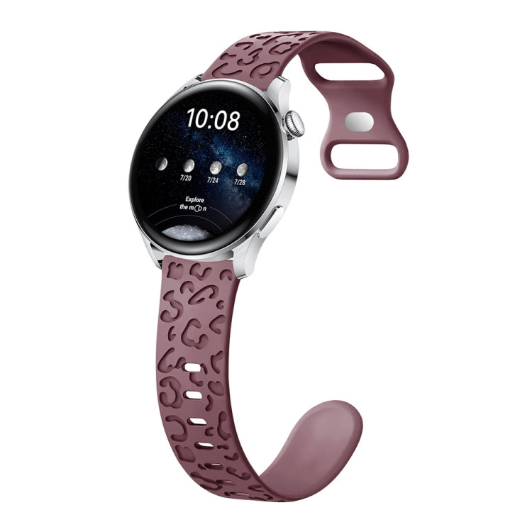 Concave Leopard Print Butterfly 8-shaped Buckle Silicone Watch Band, 20mm, 22mm