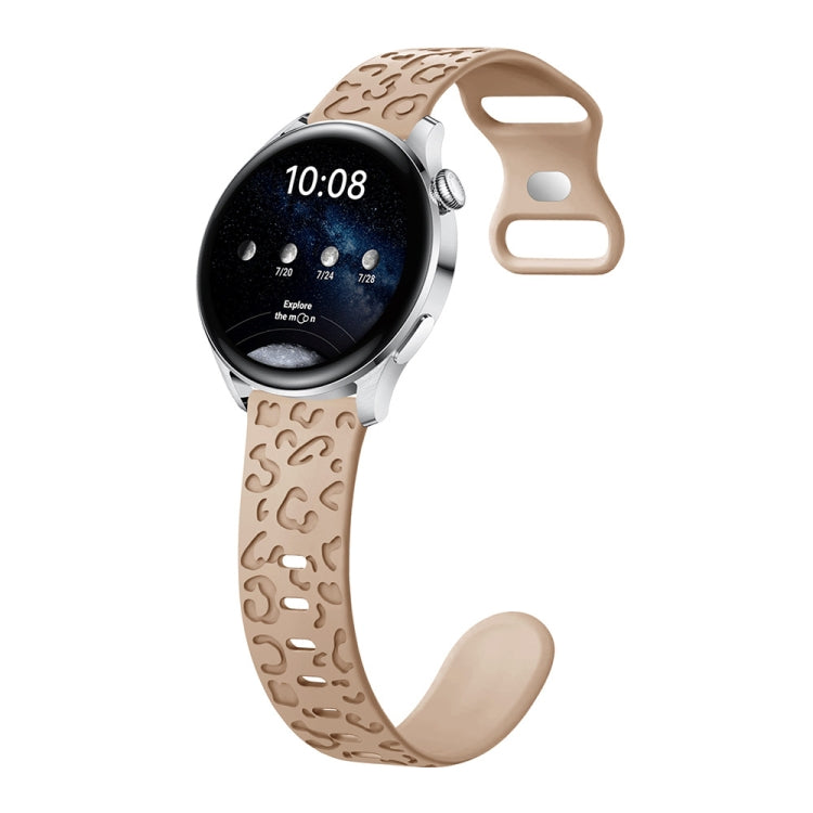 Concave Leopard Print Butterfly 8-shaped Buckle Silicone Watch Band, 20mm, 22mm