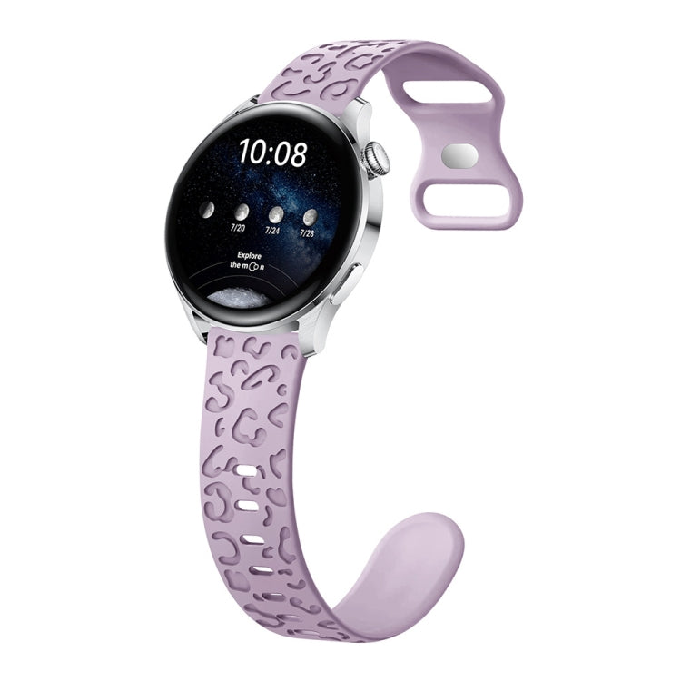 Concave Leopard Print Butterfly 8-shaped Buckle Silicone Watch Band, 20mm, 22mm