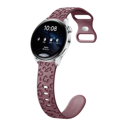 Concave Leopard Print Butterfly 8-shaped Buckle Silicone Watch Band, 20mm, 22mm