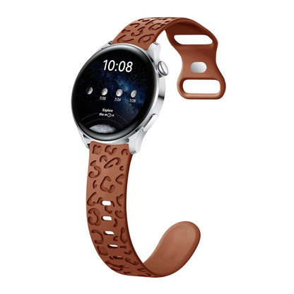 Concave Leopard Print Butterfly 8-shaped Buckle Silicone Watch Band, 20mm, 22mm