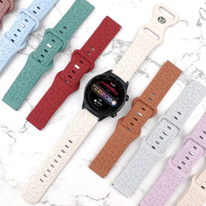 Concave Leopard Print Butterfly 8-shaped Buckle Silicone Watch Band, 20mm, 22mm