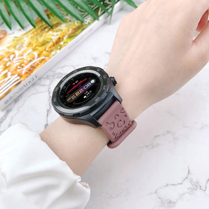 Concave Leopard Print Butterfly 8-shaped Buckle Silicone Watch Band, 20mm, 22mm