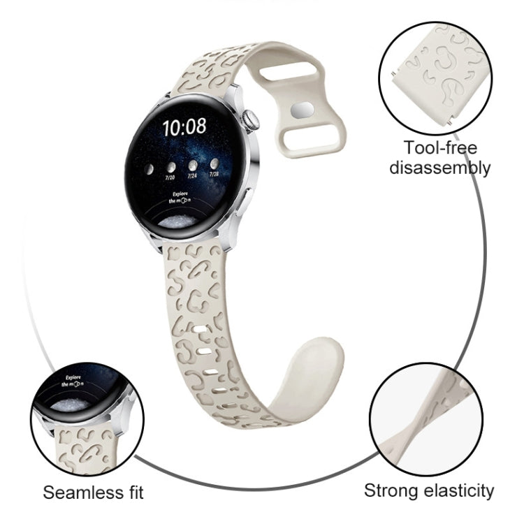 Concave Leopard Print Butterfly 8-shaped Buckle Silicone Watch Band, 20mm, 22mm