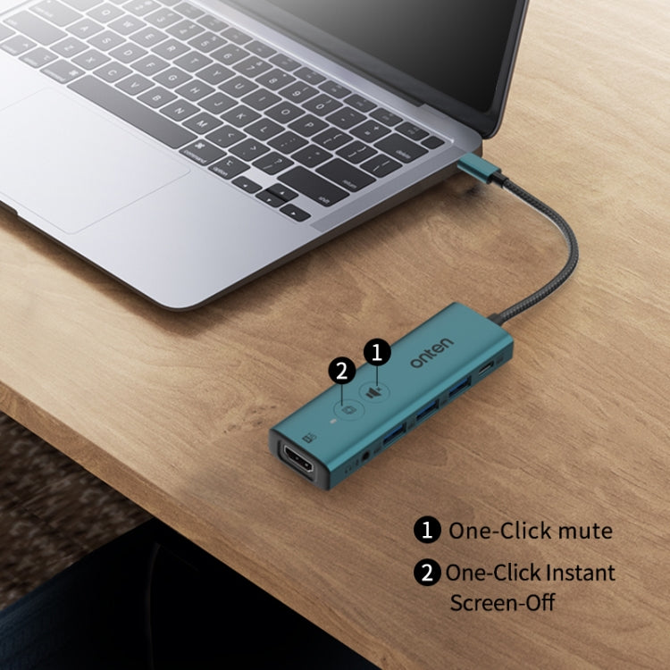 Onten UC123+ USB-C / Type-C to HDTV Multi-function HUB Docking Station with Button, UC123+ (Green)