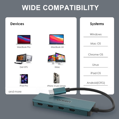 Onten UC620 10Gbps USB-C / Type-C to USB 3.2 Gen2 4 in 1 Multi-function HUB Docking Station, UC620