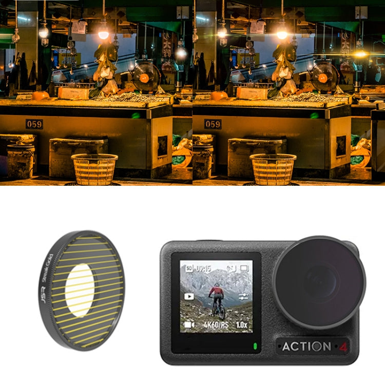 For DJI Osmo Action 4 JUNESTAR Threaded Camera Lens Filter, MCUV, CPL, ND8, ND16, ND32, ND64, ND1000, ND8PL, ND16PL, ND32PL, ND64PL, NIGHT, STAR, Streak Gold Drawing, Streak Blue Drawing, Macro 15X, Pink Diving Filter, Magenta Diving Filter            ...