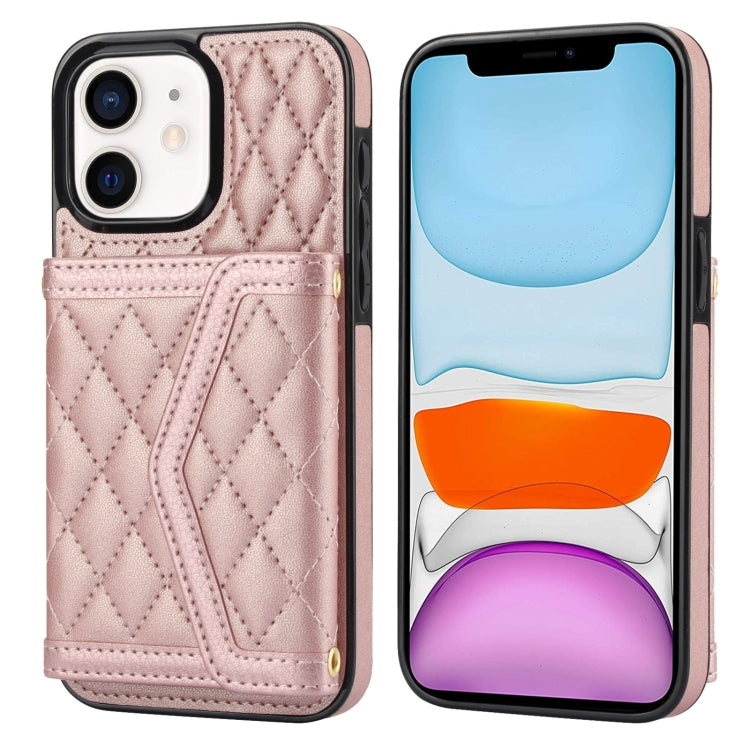 Splicing Rhombic Texture Card Bag Phone Case with Long Lanyard, For iPhone 12 / 12 Pro, For iPhone 12 Pro Max, For iPhone 12 mini, For iPhone 11 Pro Max, For iPhone 11, For iPhone 11 Pro