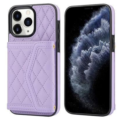 Splicing Rhombic Texture Card Bag Phone Case with Long Lanyard, For iPhone 12 / 12 Pro, For iPhone 12 Pro Max, For iPhone 12 mini, For iPhone 11 Pro Max, For iPhone 11, For iPhone 11 Pro