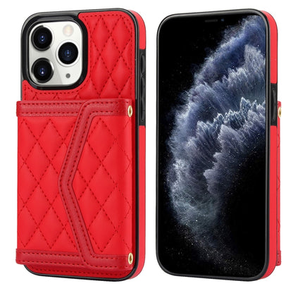 Splicing Rhombic Texture Card Bag Phone Case with Long Lanyard, For iPhone 12 / 12 Pro, For iPhone 12 Pro Max, For iPhone 12 mini, For iPhone 11 Pro Max, For iPhone 11, For iPhone 11 Pro
