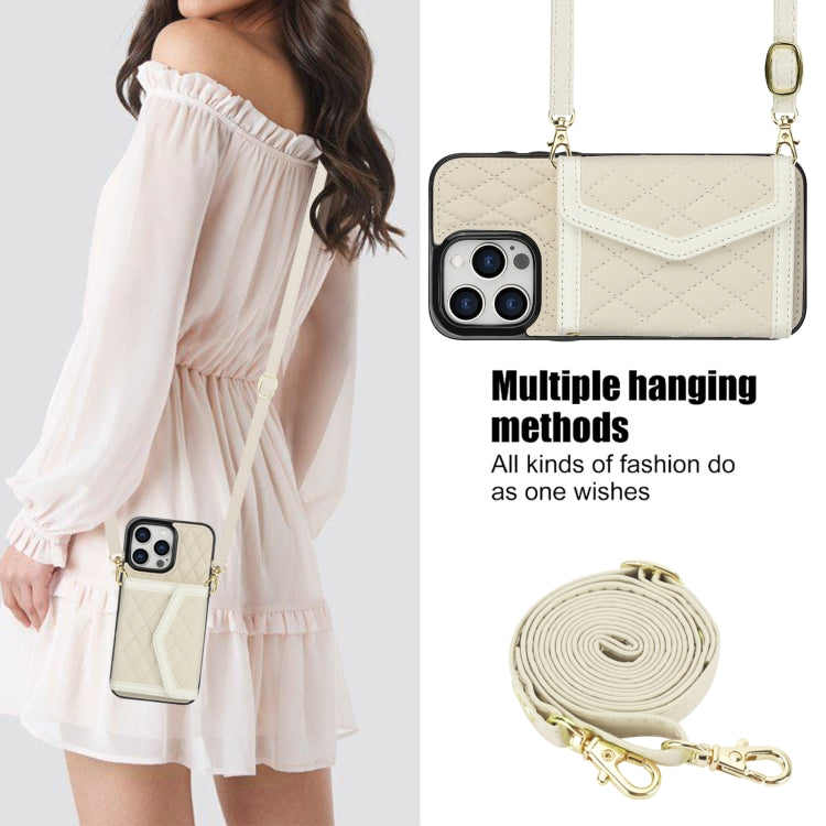 Splicing Rhombic Texture Card Bag Phone Case with Long Lanyard, For iPhone 12 / 12 Pro, For iPhone 12 Pro Max, For iPhone 12 mini, For iPhone 11 Pro Max, For iPhone 11, For iPhone 11 Pro