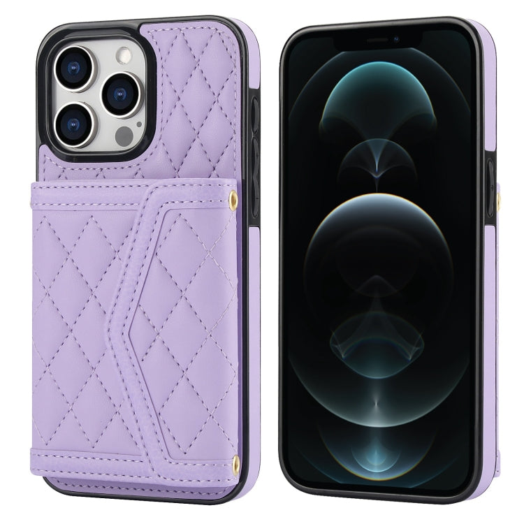 Splicing Rhombic Texture Card Bag Phone Case with Long Lanyard, For iPhone 12 / 12 Pro, For iPhone 12 Pro Max, For iPhone 12 mini, For iPhone 11 Pro Max, For iPhone 11, For iPhone 11 Pro
