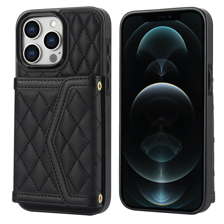 Splicing Rhombic Texture Card Bag Phone Case with Long Lanyard, For iPhone 12 / 12 Pro, For iPhone 12 Pro Max, For iPhone 12 mini, For iPhone 11 Pro Max, For iPhone 11, For iPhone 11 Pro