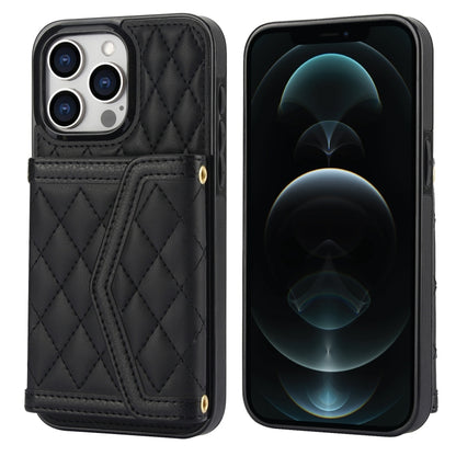 Splicing Rhombic Texture Card Bag Phone Case with Long Lanyard, For iPhone 12 / 12 Pro, For iPhone 12 Pro Max, For iPhone 12 mini, For iPhone 11 Pro Max, For iPhone 11, For iPhone 11 Pro